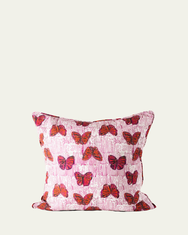 Pretty In Pink Butterflies Pillow, 22"